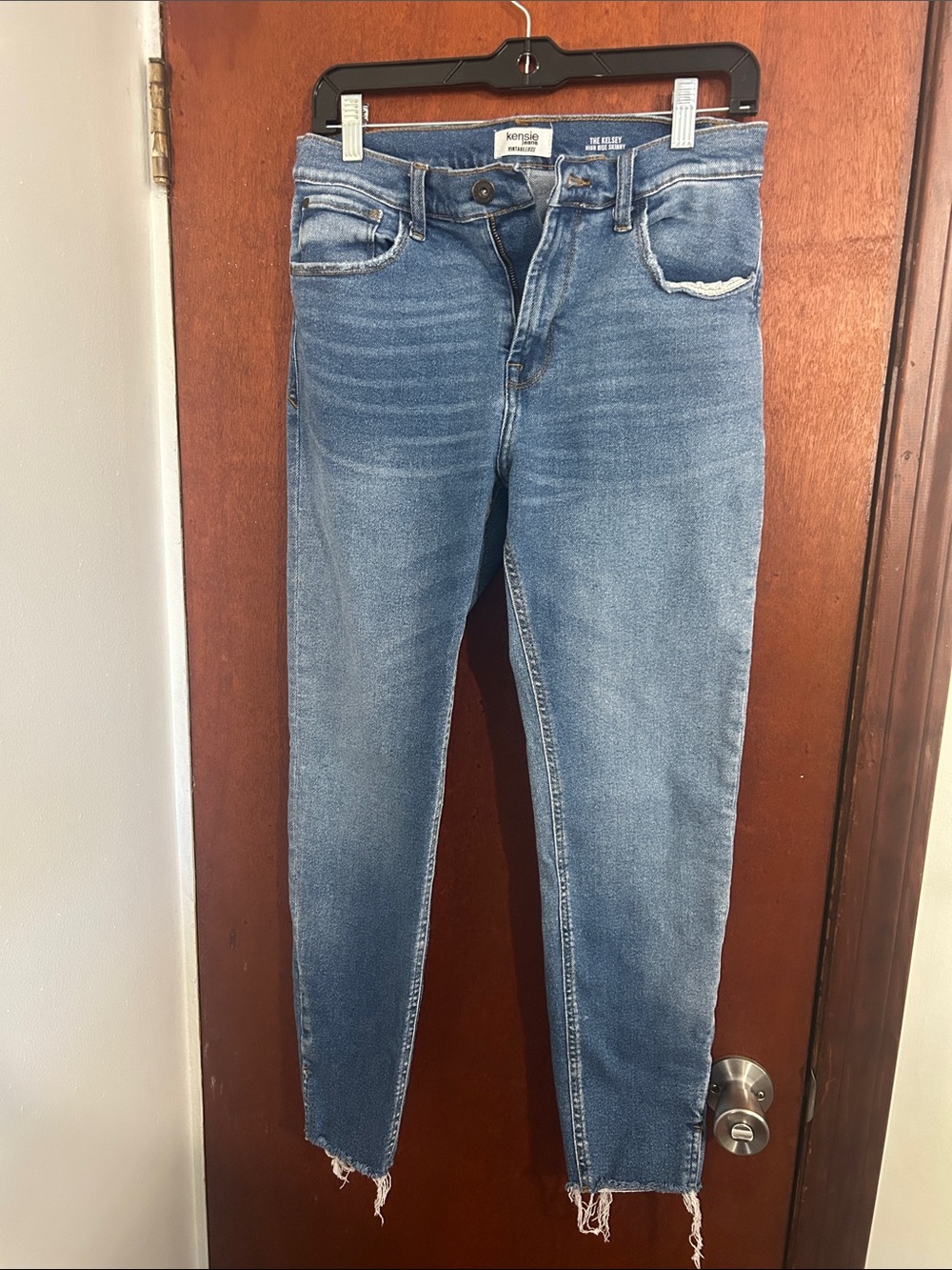 Kensie Women's Medium Blue Skinny Jeans with Raw Hem